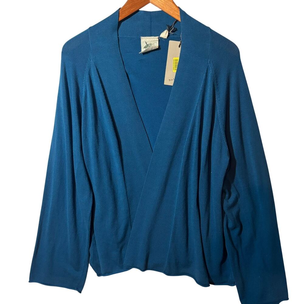 NWT Women's Size XL Nurture Rayon Blend Knit Open Cardigan Blue Draped